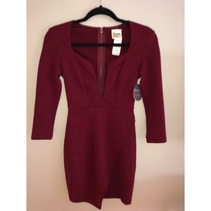 LF Dream State burgundy bodycon dress